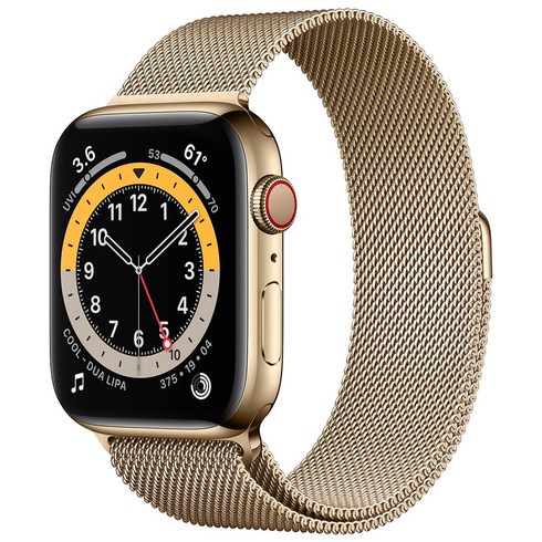 Apple 애플워치 6, 44mm, GPS+Cellular, 스테인리스 스틸, 골드 / 골드 밀레니즈 루프, 골드 스테인리스 스틸 케이스, 골드 밀레니즈 루프