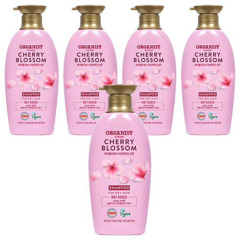 오가니스트 엘라스틴 체리블라썸 수분 영양 샴푸, 500ml, 5개
