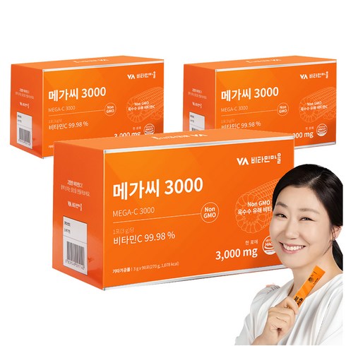 비타민마을 메가씨 3000 비타민C 분말 스틱, 270g, 3개