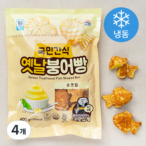 대림선 옛날 붕어빵 슈크림 (냉동), 400g, 4개