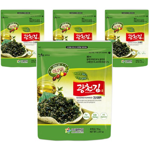 고흥 김자반 - 광천김 올리브 광천 돌자반 볶음, 70g, 4개