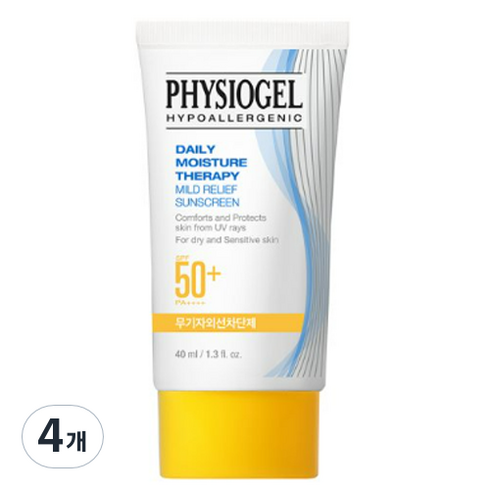 피지오겔썬로션 - 피지오겔 데일리 모이스쳐 UV 무기자차 마일드 릴리프 선스크린 SPF50+ PA++++, 40ml, 4개