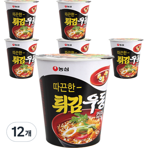 농심 튀김우동 컵면, 62g, 12개