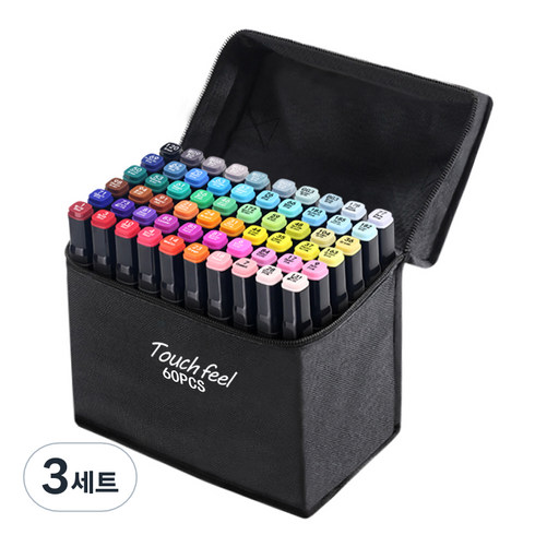 더블헤드 알콜 유성 마커세트 애니메이션, 60색, 3세트