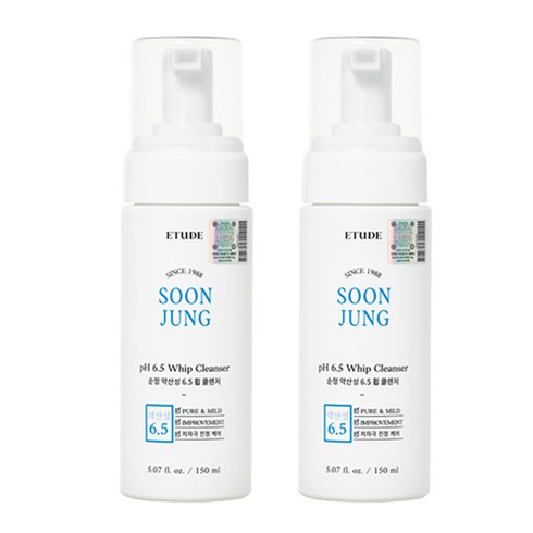 에뛰드하우스 순정 약산성 6.5 휩 클렌저, 150ml, 2개