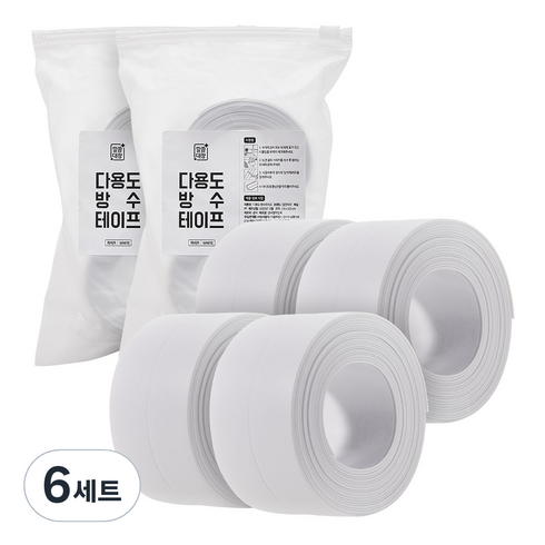 깔끔대장 다용도 방수테이프 화이트 2P, 6세트