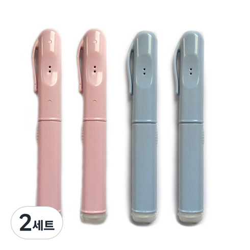 올인원칫솔 - 트래블이지 휴대용 올인원 칫솔 핑크 2p + 블루 2p 세트, 4개입, 2세트