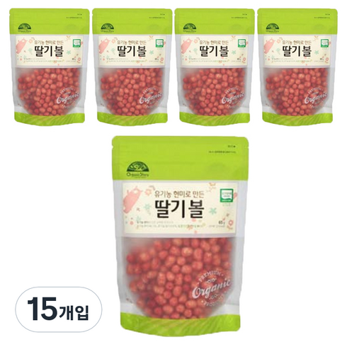 오가닉스토리 유기농 현미로 만든 유아 딸기볼 65g, 현미, 15개