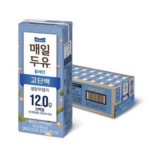 두유 - 매일두유 고단백 플레인, 190ml, 24개