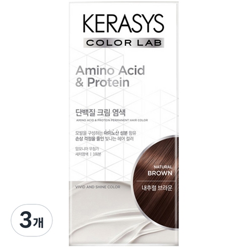 케라시스 단백질 크림 염모제 120g, 내추럴브라운, 3개