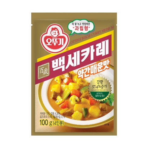 2023년 가성비 최고 중고캠핑카 - 오뚜기 백세 카레 약간매운맛, 100g, 1개