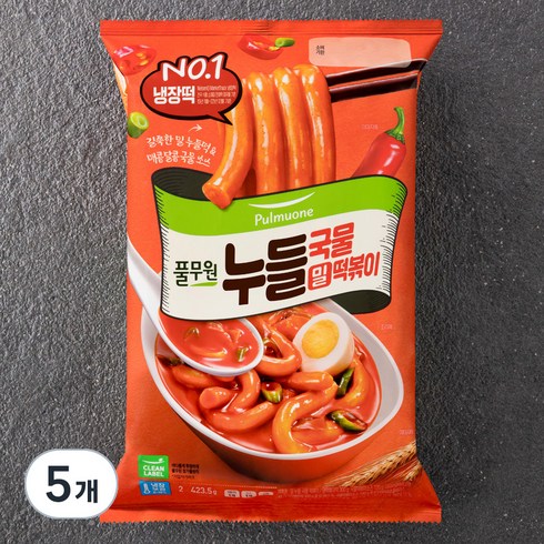 밀 누들 국물떡볶이 - 풀무원 밀 누들 국물떡볶이 2인분, 423.5g, 5개