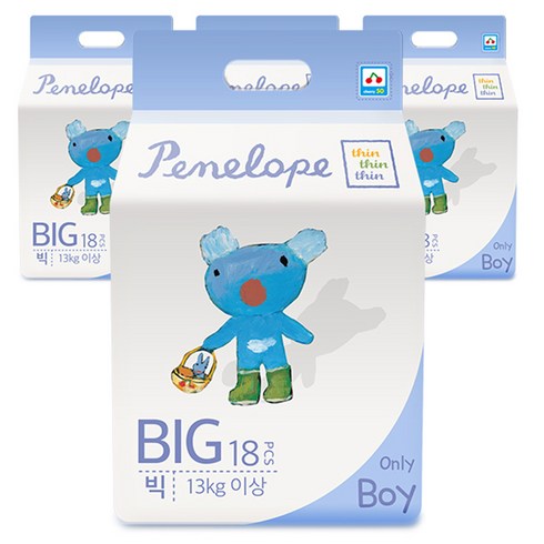 페넬로페 씬씬씬 에어슬림 팬티형 기저귀 남아용 빅 6단계(13~kg), 72매