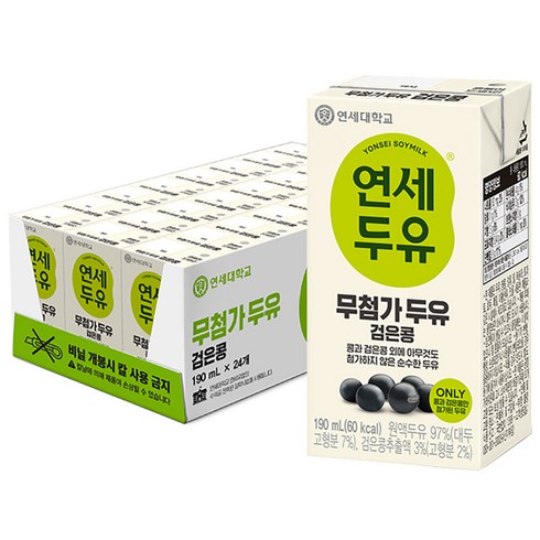 연세두유 무첨가 두유 검은콩, 190ml, 24개