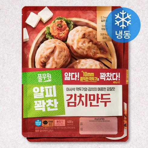 풀무원 얇은피 꽉찬속 김치만두 (냉동), 400g, 2개