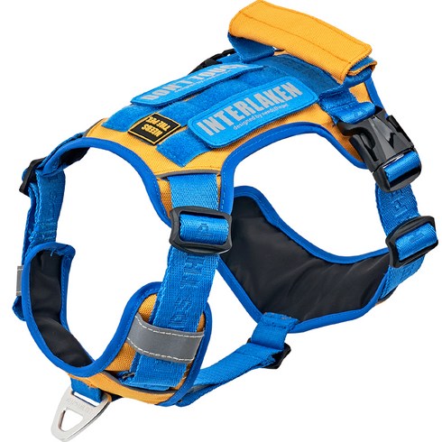 니즈더펫 인터라켄 슬림2.0 경량 투톤 앞고리 강아지하네스, 블루 + 옐로우