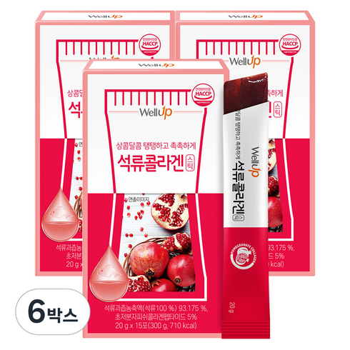 로엘 웰업 석류 콜라겐 젤리 스틱, 300g, 6박스