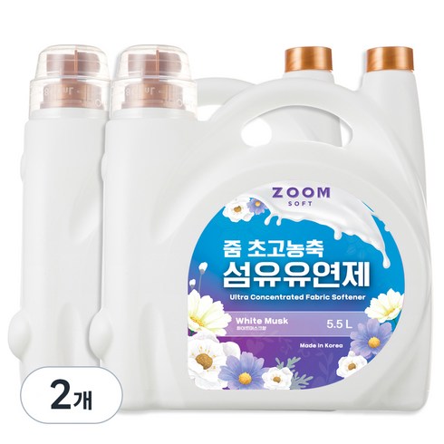 화이트머스크향 - 줌 엑스퍼트 화이트머스크향 초고농축 섬유유연제, 5.5L, 2개