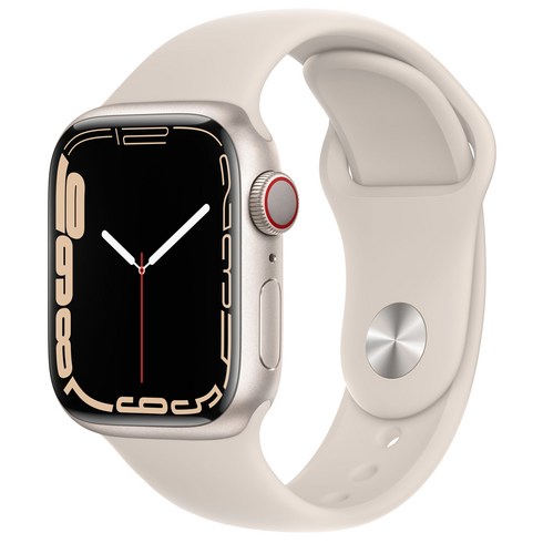 Apple 애플워치 7, 41mm, GPS+Cellular, 알루미늄, 스타라이트 / 스타라이트 스포츠 밴드