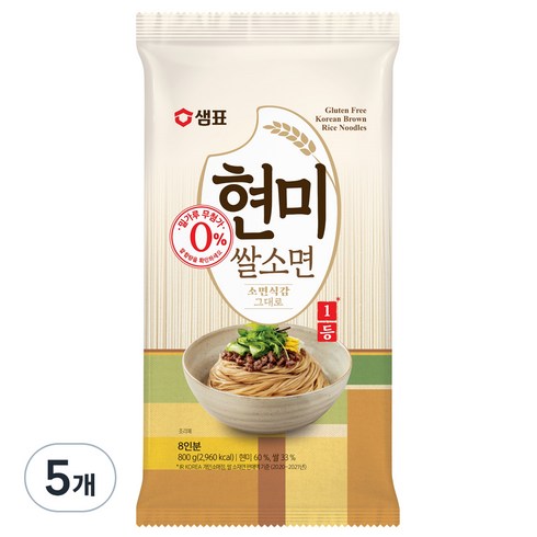 샘표쌀국수 - 샘표 현미 쌀소면, 800g, 5개