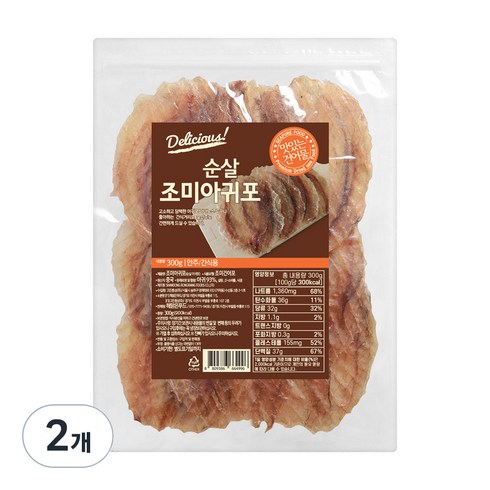 해맑은푸드 조미 순살 아귀포 대, 300g, 2개