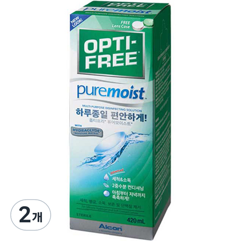 옵티프리 퓨어모이스트 렌즈 세정액, 420ml, 2개