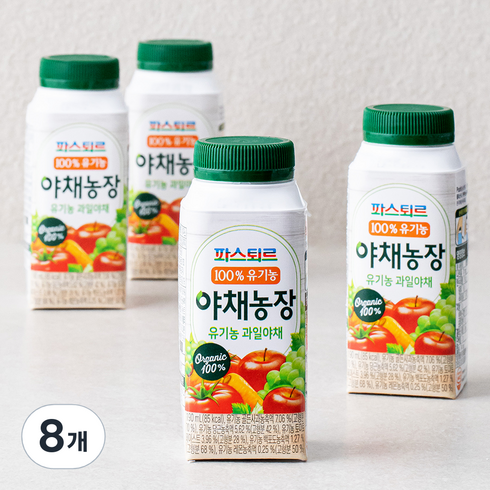 하루야채 - 파스퇴르 야채농장 유기농 과일야채주스, 190ml, 8개