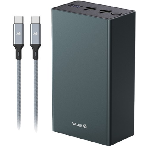 2023년 가성비 최고 벨류엠보조배터리 - 밸류엠 100W PPS 초고속 충전 PD 메탈 보조배터리 40000mAh 멀티단자 + 60W C t oC 케이블 세트, VM-PM40CPQ
