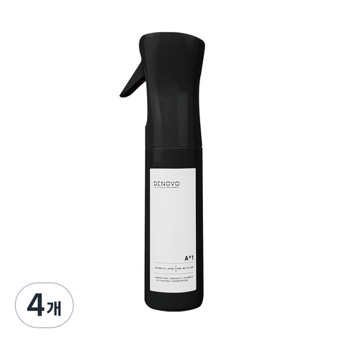 디노보 반자동 안개분사 스프레이용기 300ml, 4개, Black