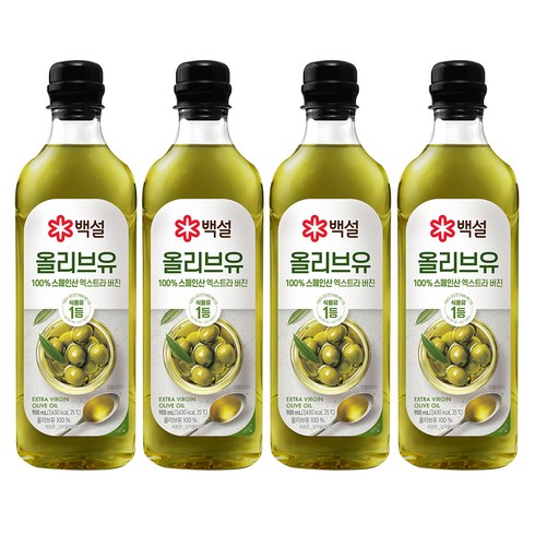 백설올리브유 - 백설 압착올리브유, 900ml, 4개