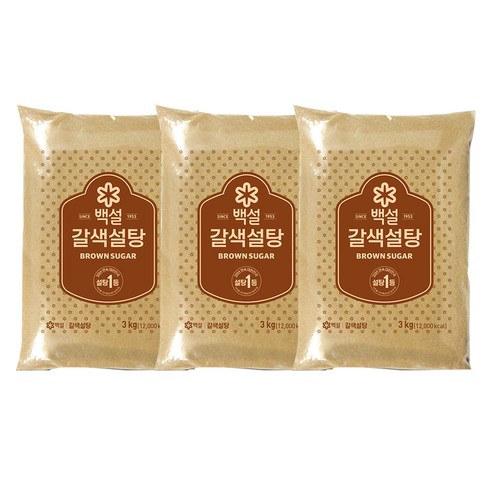 갈색설탕3kg - 백설 갈색설탕, 3kg, 3개