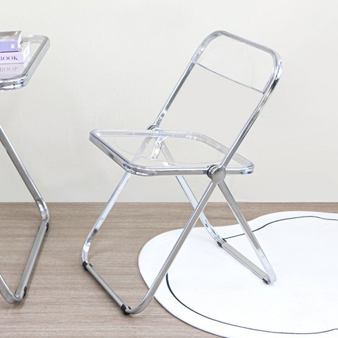 아크릴의자 - 코멧 아크릴 크롬도금 접이식 인테리어 의자, 투명, 1개