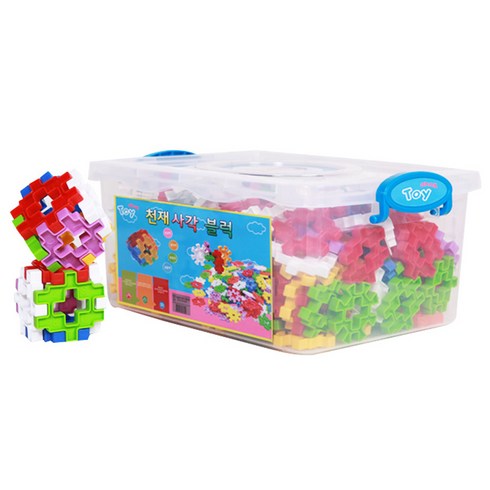 아하토이 멀티 천재사각블럭 200pcs 보관함, 36개월 이상, 혼합