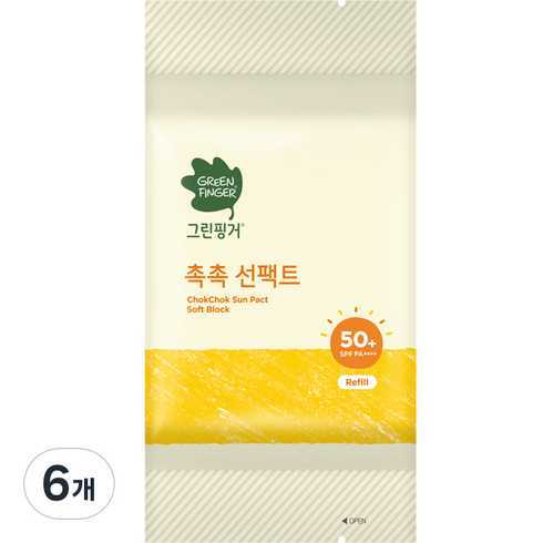 그린핑거 촉촉선팩트 소프트블록 리필, 16g, 6개