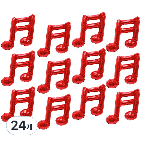 리빙다 음표은박풍선3장(메탈레드) 4개입, 메탈레드, 24개