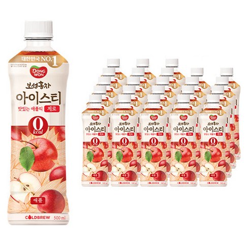 제로아이스티 - 동원보성홍차 아이스티 애플 제로, 500ml, 24개