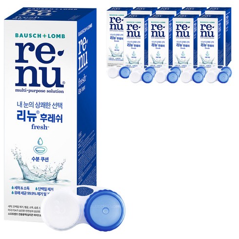 리뉴 후레쉬 렌즈 세정액 + 케이스 세트, 500ml, 10개