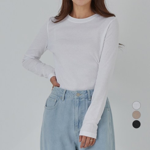 아피나르 긴팔 코튼 립 티셔츠
