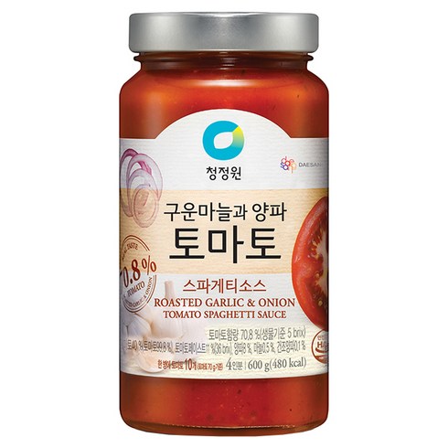 썬드라이토마토 - 청정원 구운마늘과 양파 토마토 스파게티소스, 600g, 1개