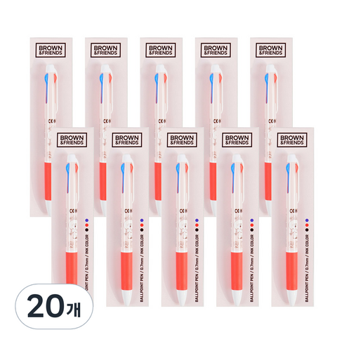 라인프렌즈 브라운앤프렌즈 3색 볼펜 2탄 0.7mm, 코니, 20개