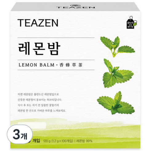 티젠 레몬밤 차, 1.2g, 100개입, 3개