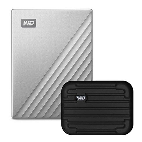 WD My Passport Ultra For Mac USB C 맥용 외장하드 + 파우치, 2TB, 실버