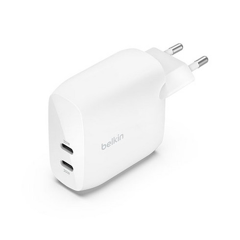 벨킨 - 벨킨 60W 듀얼 USB-C PPS 가정용 충전기 WCB010krWH, 화이트, 1개