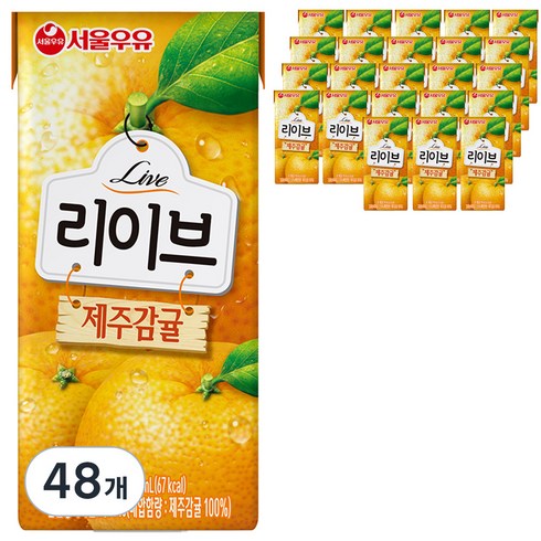 서울우유 리이브 제주감귤 주스, 190ml, 48개