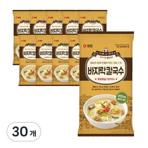 샘표 바지락 칼국수, 100.3g, 30개