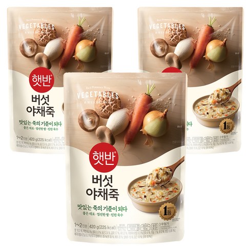 햇반 버섯야채죽, 420g, 3개