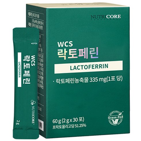 락토페린 - 뉴트리코어 WCS 락토페린 30p, 60g, 1개