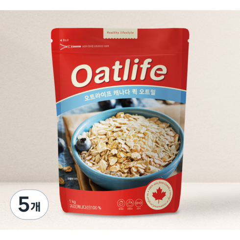 오트라이프 캐나다 퀵 오트밀, 1kg, 5개