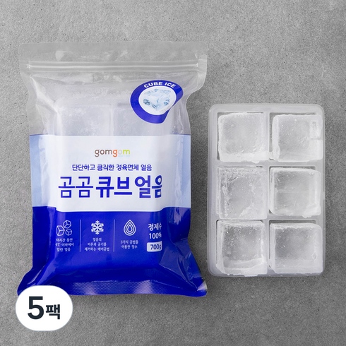 유럽직수입 아이스규브 - 곰곰 큐브 얼음, 700g, 5팩