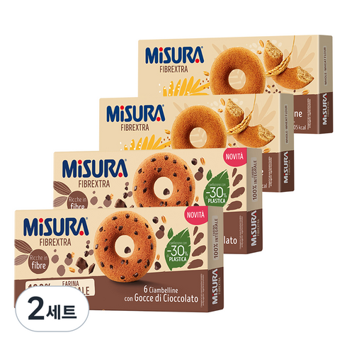 미주라 통밀도넛츠 230g x 2p + 초코칩 통밀 도넛츠 230g x 2p, 2세트